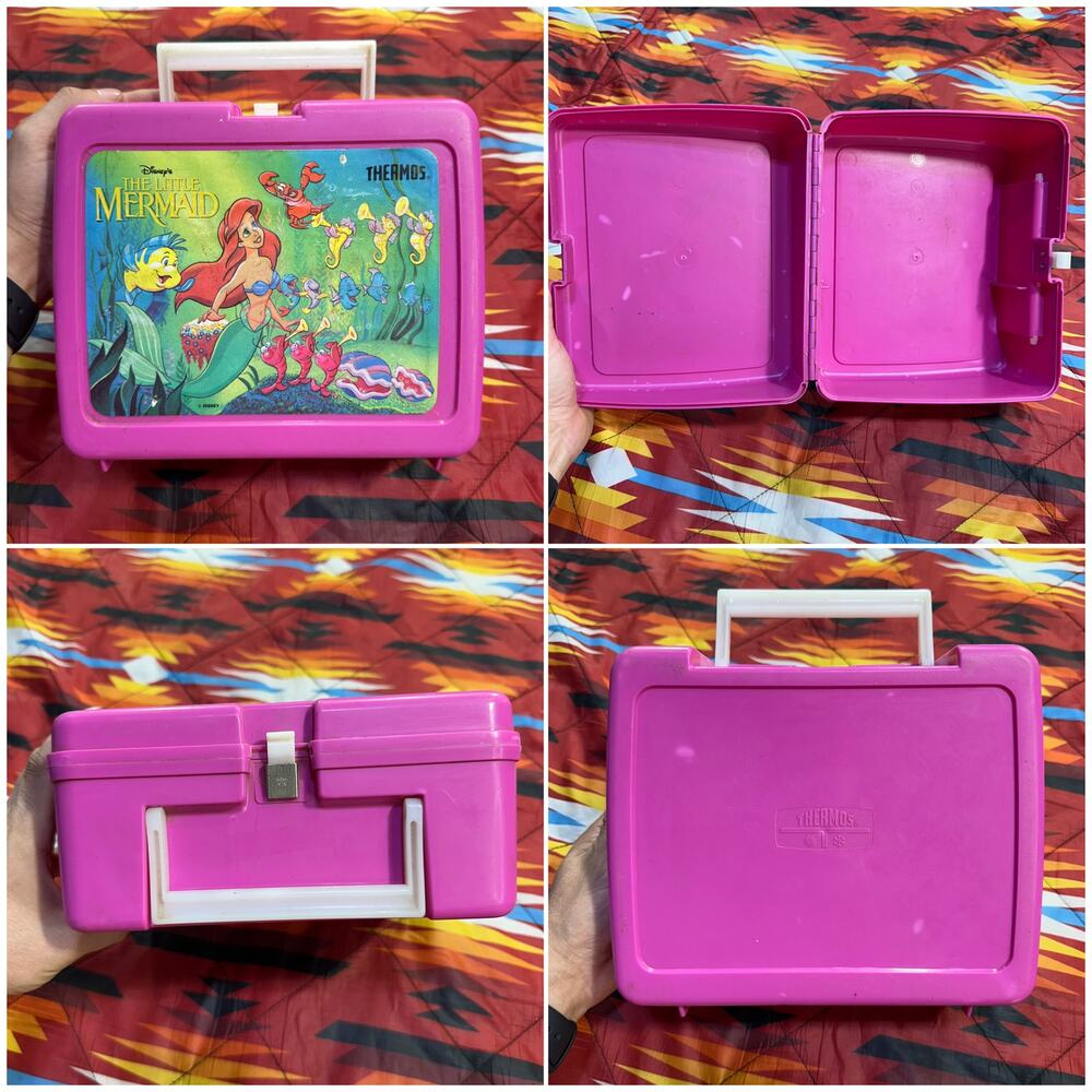 Vintage Disney The Little Mermaid 90’s Ariel Pink Plastic Lunch Box No Thermos